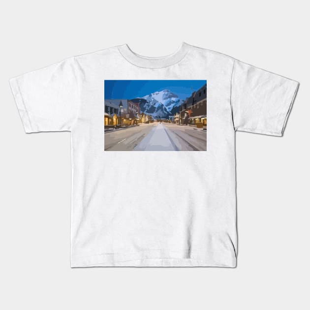 Banff Night Scene Painting Kids T-Shirt by gktb